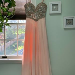 petite light pink prom dress